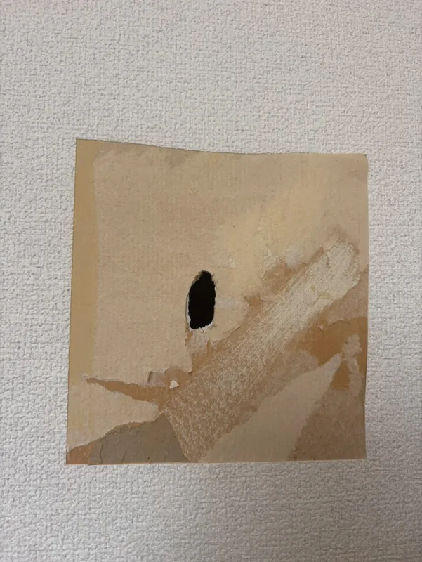 施工前：クロスが破れ下地に穴があいた壁